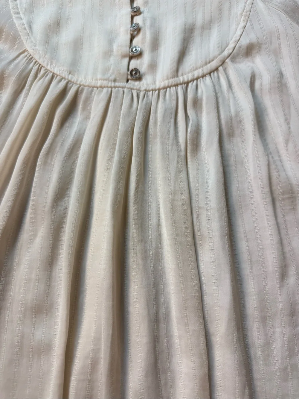 Anthropologie Cream Puff-Sleeve Button Front Blouse Size Small Oversized